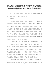 在示范区纪检监察系统“三化”建设推进会暨提升工作质效攻坚行动动员会上的讲话