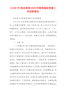 [4100字]发改系统2025年度抓基层党建工作述职报告
