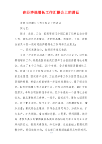 在经济稳增长工作汇报会上的讲话