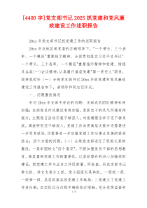 [4400字]党支部书记2025抓党建和党风廉政建设工作述职报告