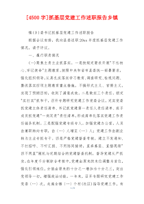 [4500字]抓基层党建工作述职报告乡镇