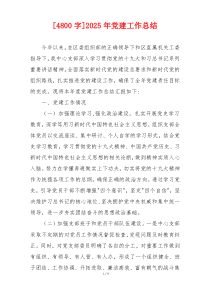 [4800字]2025年党建工作总结