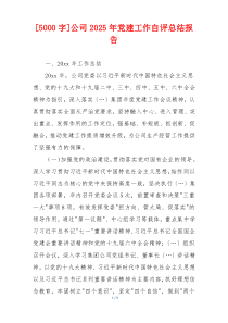 [5000字]公司2025年党建工作自评总结报告