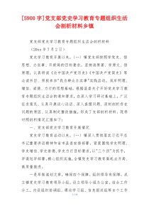 [5900字]党支部党史学习教育专题组织生活会剖析材料乡镇