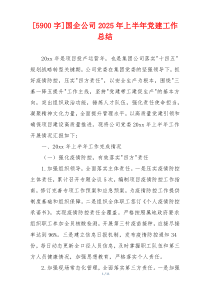 [5900字]国企公司2025年上半年党建工作总结