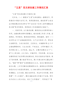 “五星”党支部创建工作情况汇报
