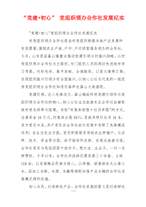 “党建+初心” 党组织领办合作社发展纪实