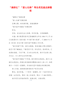 “满桥红”“爱心先锋”等各类党建品牌整理