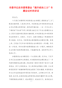 市委书记在市委常委会“提升政治三力”专题会议时的讲话