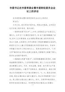 市委书记在市委常委会暨市委财经委员会会议上的讲话