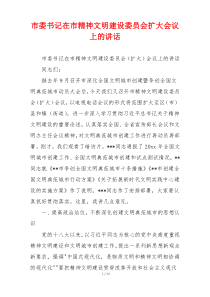 市委书记在市精神文明建设委员会扩大会议上的讲话