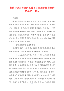 市委书记在建设示范城市扩大和升级信息消费会议上讲话