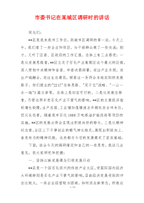 市委书记在某城区调研时的讲话