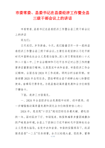 市委常委、县委书记在县委经济工作暨全县三级干部会议上的讲话