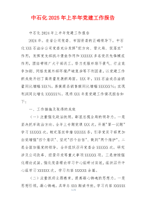 中石化2025年上半年党建工作报告