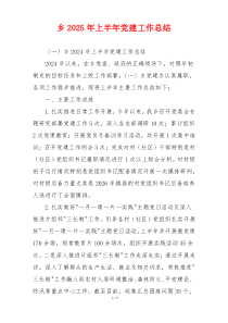 乡2025年上半年党建工作总结