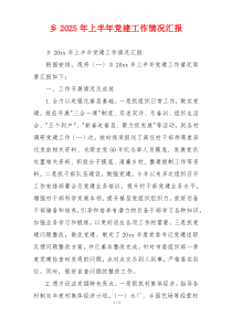 乡2025年上半年党建工作情况汇报