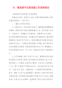 乡、镇党委书记抓党建工作述职报告