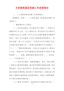 乡党委抓基层党建工作述职报告