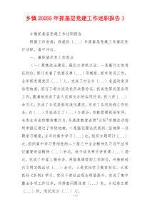 乡镇20255年抓基层党建工作述职报告1