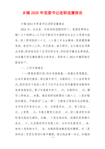 乡镇2025年党委书记述职述廉报告