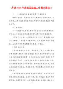 乡镇2025年度基层党建工作整改报告2