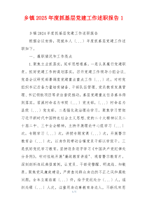 乡镇2025年度抓基层党建工作述职报告1