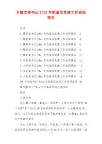 乡镇党委书记2025年抓基层党建工作述职报告