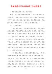 乡镇党委书记年度各项工作述职报告