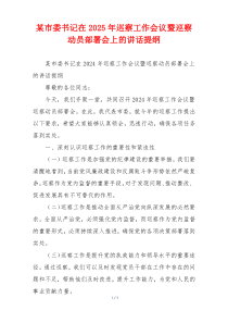 某市委书记在2025年巡察工作会议暨巡察动员部署会上的讲话提纲