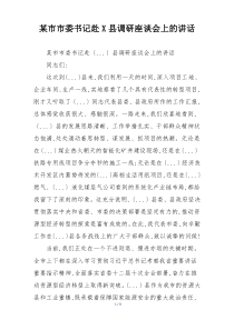 某市市委书记赴X县调研座谈会上的讲话