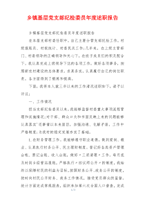乡镇基层党支部纪检委员年度述职报告