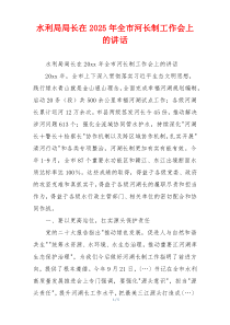 水利局局长在2025年全市河长制工作会上的讲话
