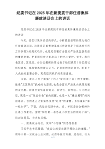 纪委书记在2025年在新提拔干部任前集体廉政谈话会上的讲话