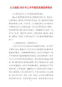 人大党组2025年上半年基层党建述职报告