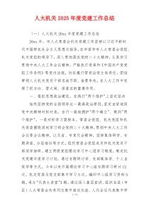 人大机关2025年度党建工作总结