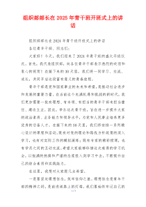 组织部部长在2025年青干班开班式上的讲话