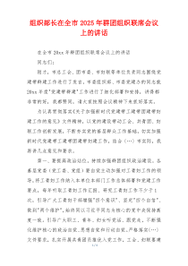 组织部长在全市2025年群团组织联席会议上的讲话