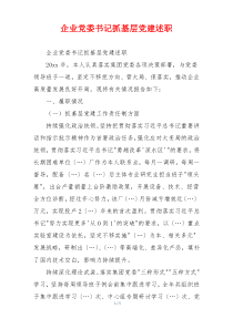企业党委书记抓基层党建述职