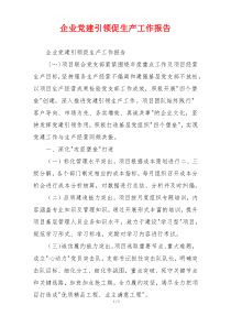 企业党建引领促生产工作报告