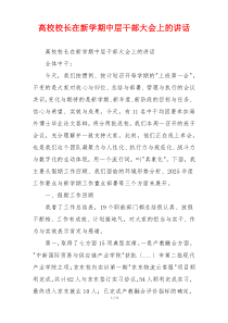 高校校长在新学期中层干部大会上的讲话
