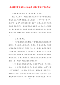 供销社党支部2025年上半年党建工作总结