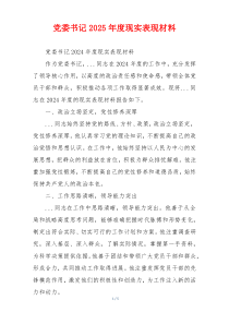党委书记2025年度现实表现材料