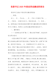党委书记2025年度述责述廉述职报告