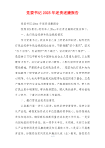 党委书记2025年述责述廉报告