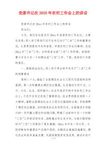 党委书记在2025年农村工作会上的讲话
