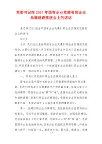 党委书记在2025年国有企业党建引领企业品牌建设推进会上的讲话