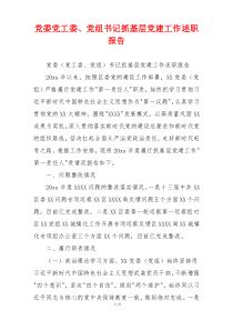 党委党工委、党组书记抓基层党建工作述职报告