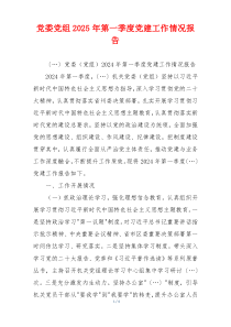 党委党组2025年第一季度党建工作情况报告