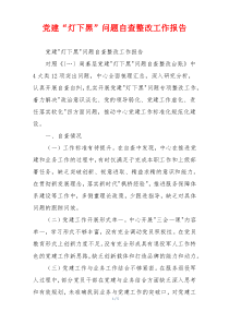党建“灯下黑”问题自查整改工作报告